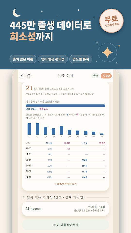 이름담기 화면